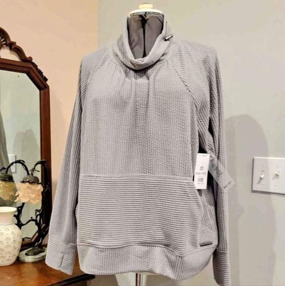 NWT 2X Nine West Active Grey Textured Pullover